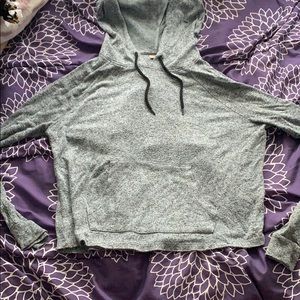 cropped, gray hoodie